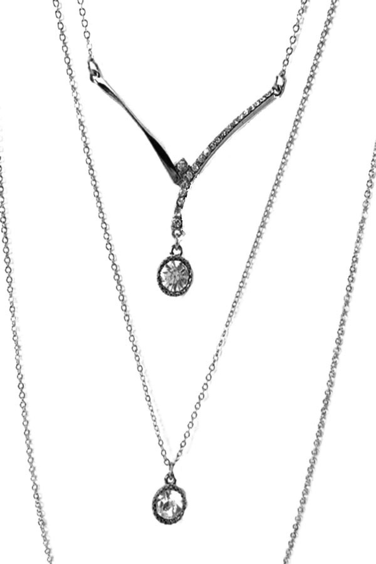 3 layered Crystal Charm Necklace-4