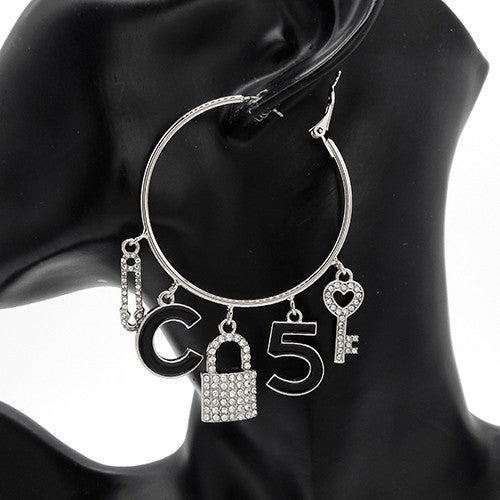 CHARM HOOP EARRING KEY AND LOCK-1