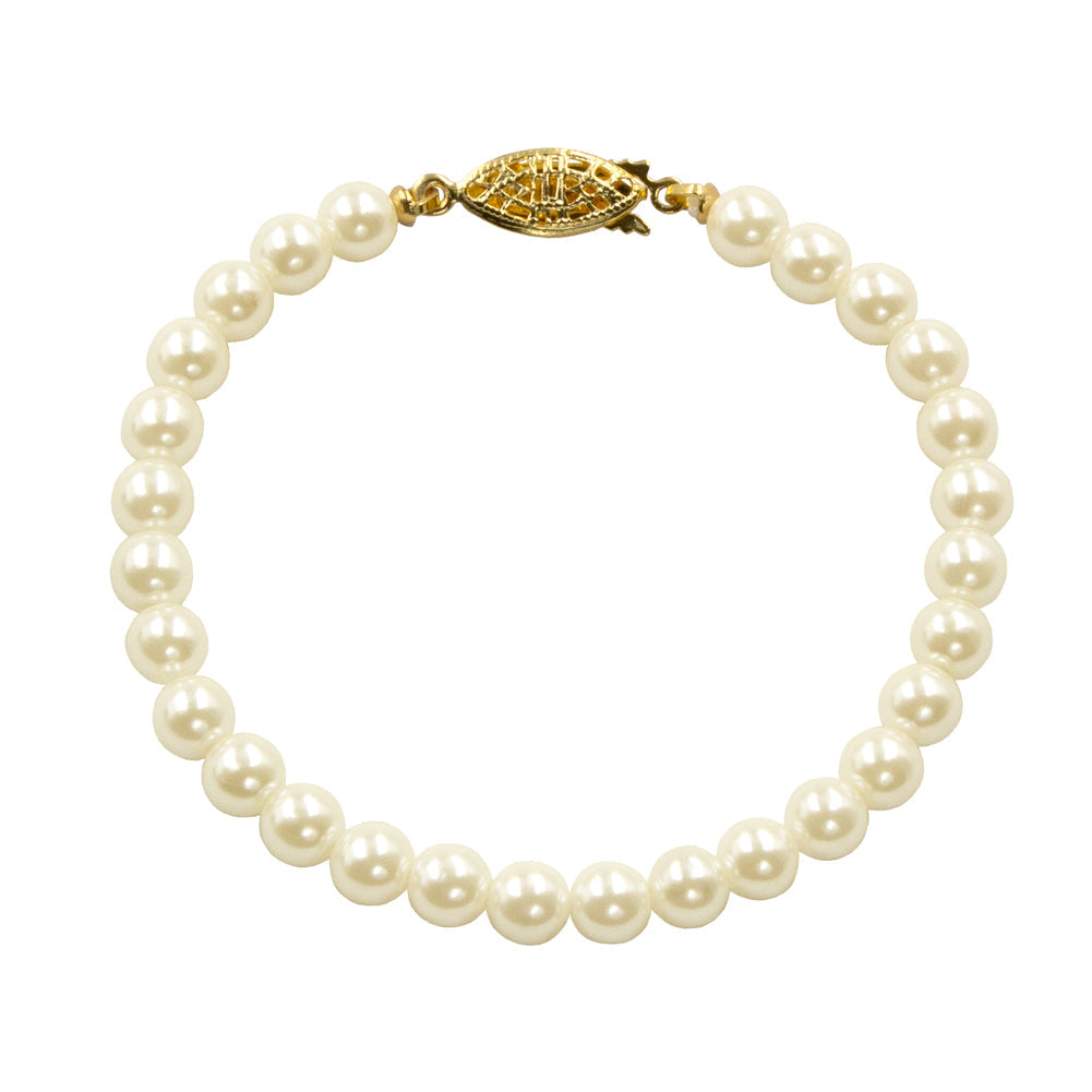 #9588-725 - 6mm Simulated Ivory Pearl Bracelet - 7.25"-0