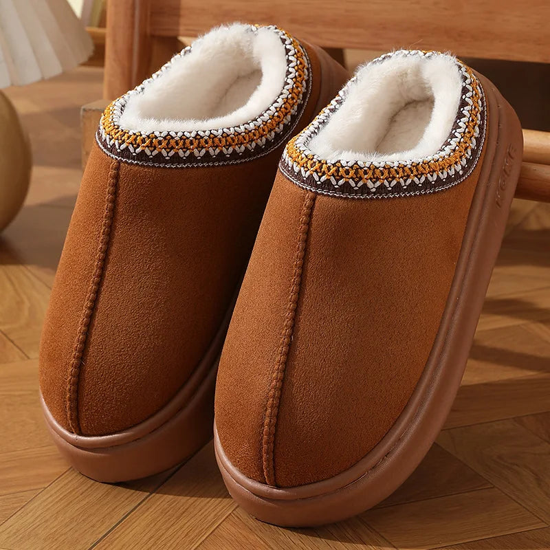New Fashion Fluffy Platform Slippers for Women 2024 Winter Plush Warm Cotton Shoes Woman Comfort Non Slip Unisex Home Slippers - Kanasu Enterprises