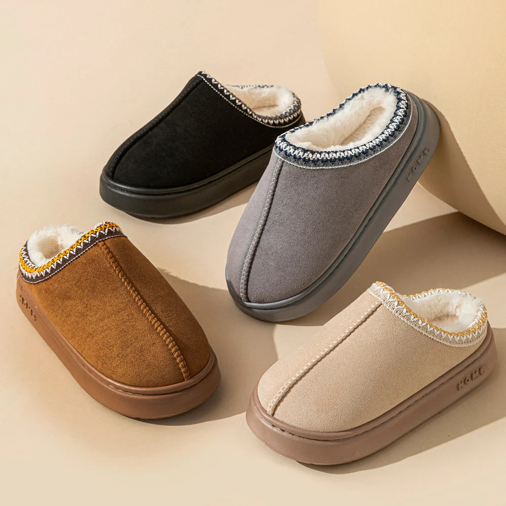 New Fashion Fluffy Platform Slippers for Women 2024 Winter Plush Warm Cotton Shoes Woman Comfort Non Slip Unisex Home Slippers - Kanasu Enterprises