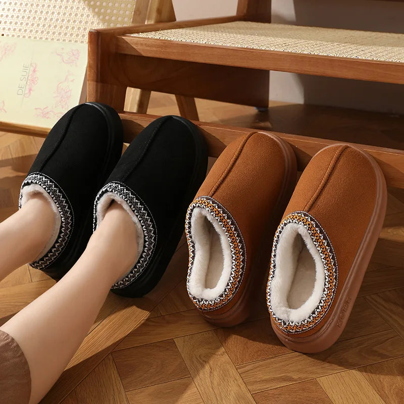 New Fashion Fluffy Platform Slippers for Women 2024 Winter Plush Warm Cotton Shoes Woman Comfort Non Slip Unisex Home Slippers - Kanasu Enterprises