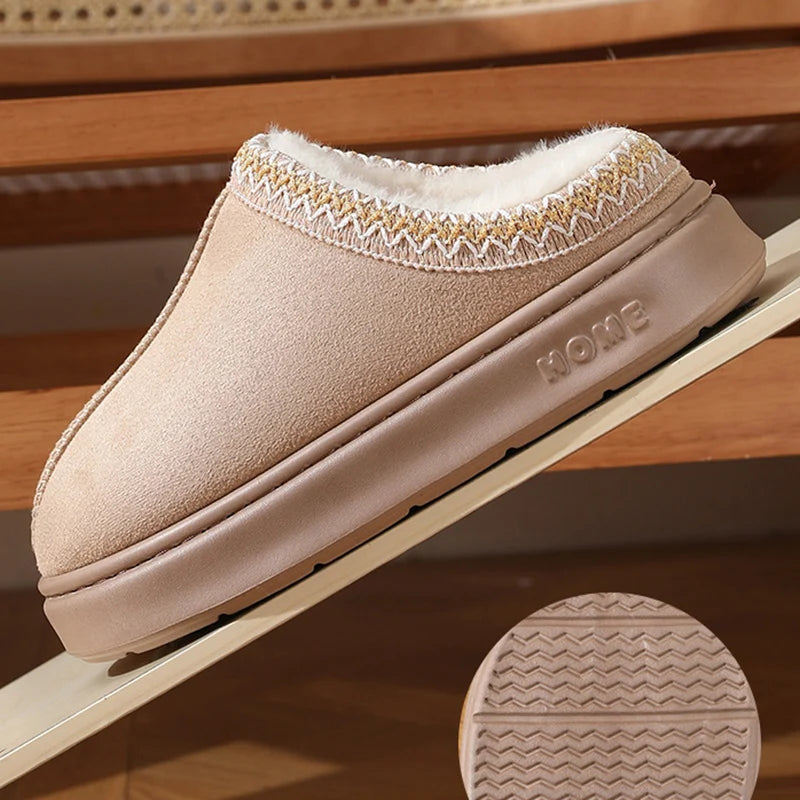 New Fashion Fluffy Platform Slippers for Women 2024 Winter Plush Warm Cotton Shoes Woman Comfort Non Slip Unisex Home Slippers - Kanasu Enterprises