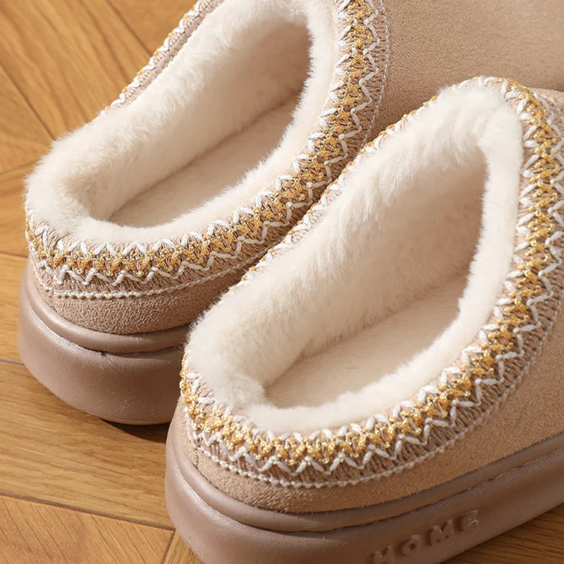 New Fashion Fluffy Platform Slippers for Women 2024 Winter Plush Warm Cotton Shoes Woman Comfort Non Slip Unisex Home Slippers - Kanasu Enterprises