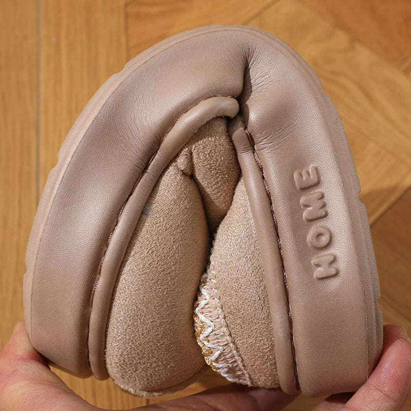 New Fashion Fluffy Platform Slippers for Women 2024 Winter Plush Warm Cotton Shoes Woman Comfort Non Slip Unisex Home Slippers - Kanasu Enterprises