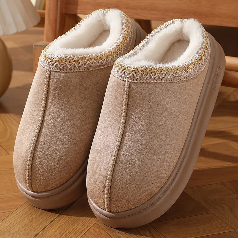 New Fashion Fluffy Platform Slippers for Women 2024 Winter Plush Warm Cotton Shoes Woman Comfort Non Slip Unisex Home Slippers - Kanasu Enterprises