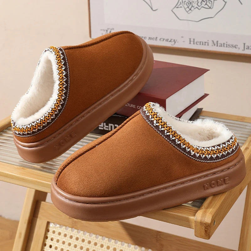 New Fashion Fluffy Platform Slippers for Women 2024 Winter Plush Warm Cotton Shoes Woman Comfort Non Slip Unisex Home Slippers - Kanasu Enterprises