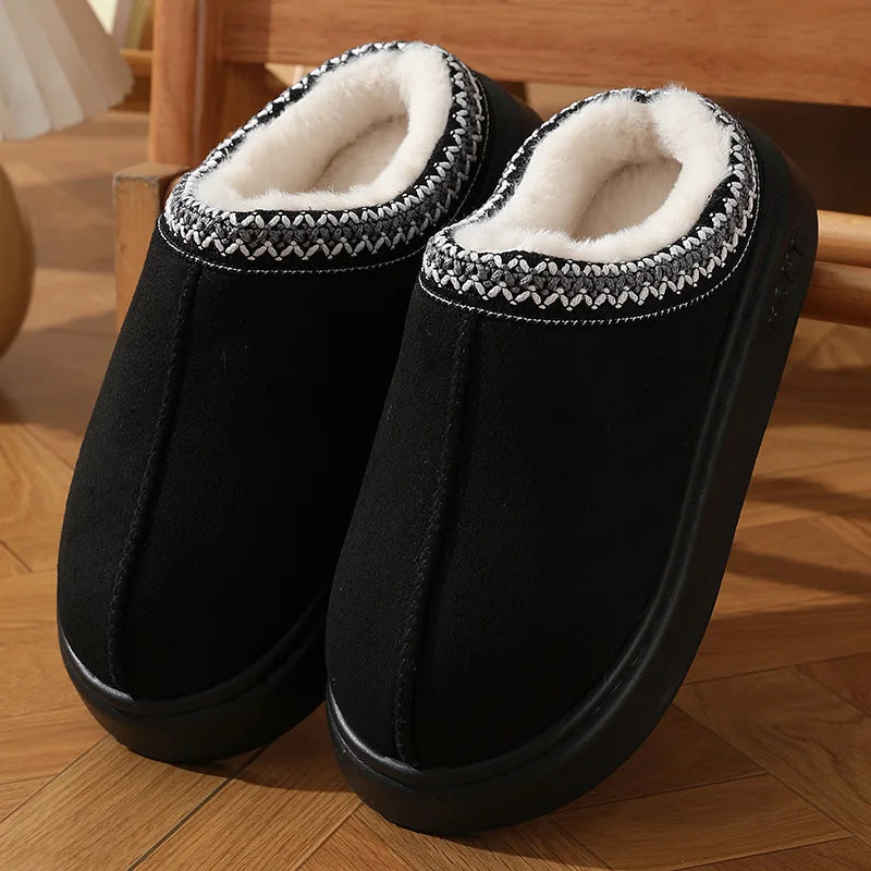 New Fashion Fluffy Platform Slippers for Women 2024 Winter Plush Warm Cotton Shoes Woman Comfort Non Slip Unisex Home Slippers - Kanasu Enterprises