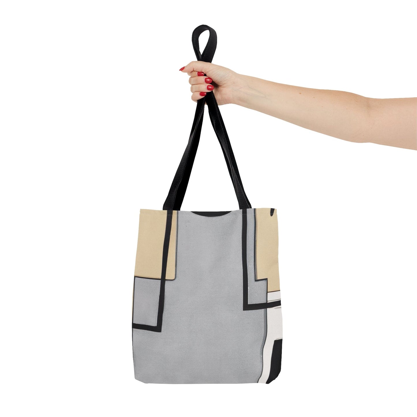Canvas Tote Bag Black Grey Abstract Pattern-4