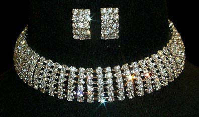 6 Row Adjustable Rhinestone Choker-0