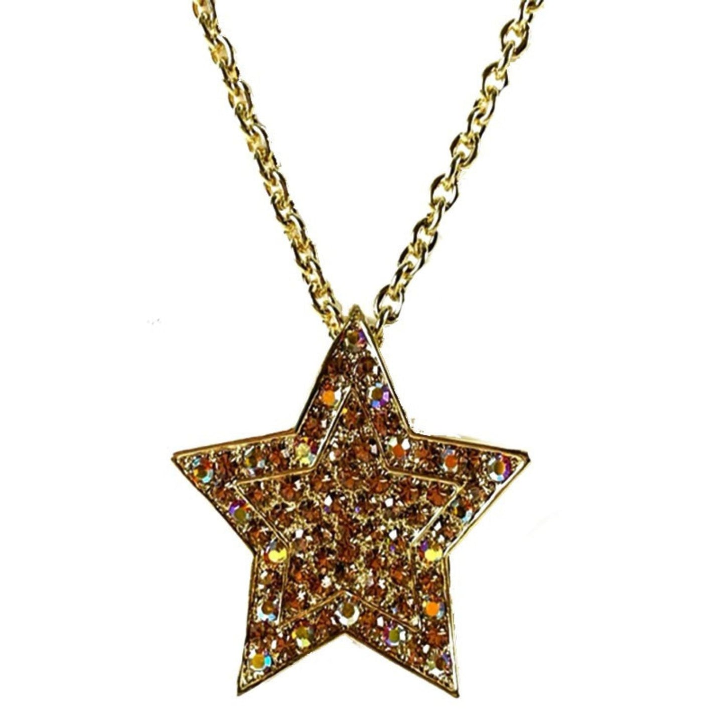 Rhinestone Star Pendant Necklace-0
