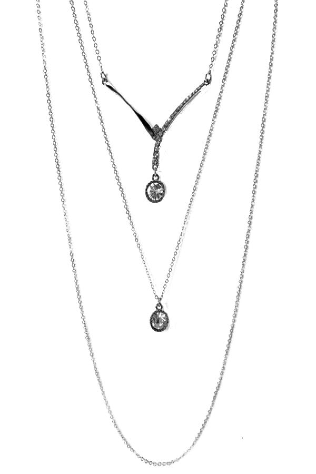3 layered Crystal Charm Necklace-3