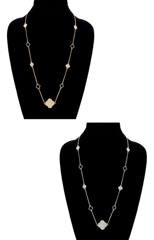 Clover Charm Station Necklace-0
