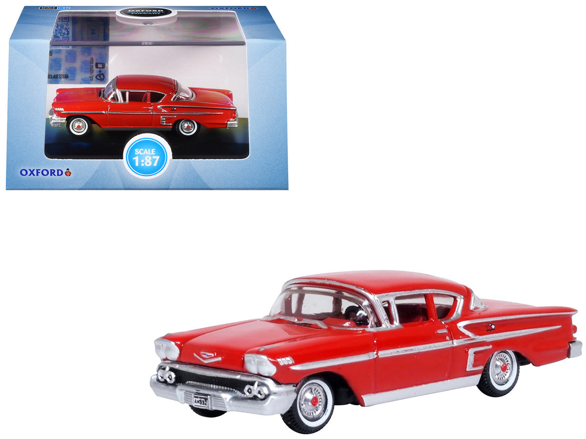 1958 Chevrolet Impala Sports Coupe Rio Red 1/87 (HO) Scale Diecast Model Car by Oxford Diecast-3