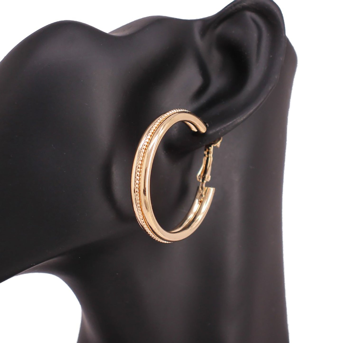 Patterned In The Center Metal Hoop Earrings-1