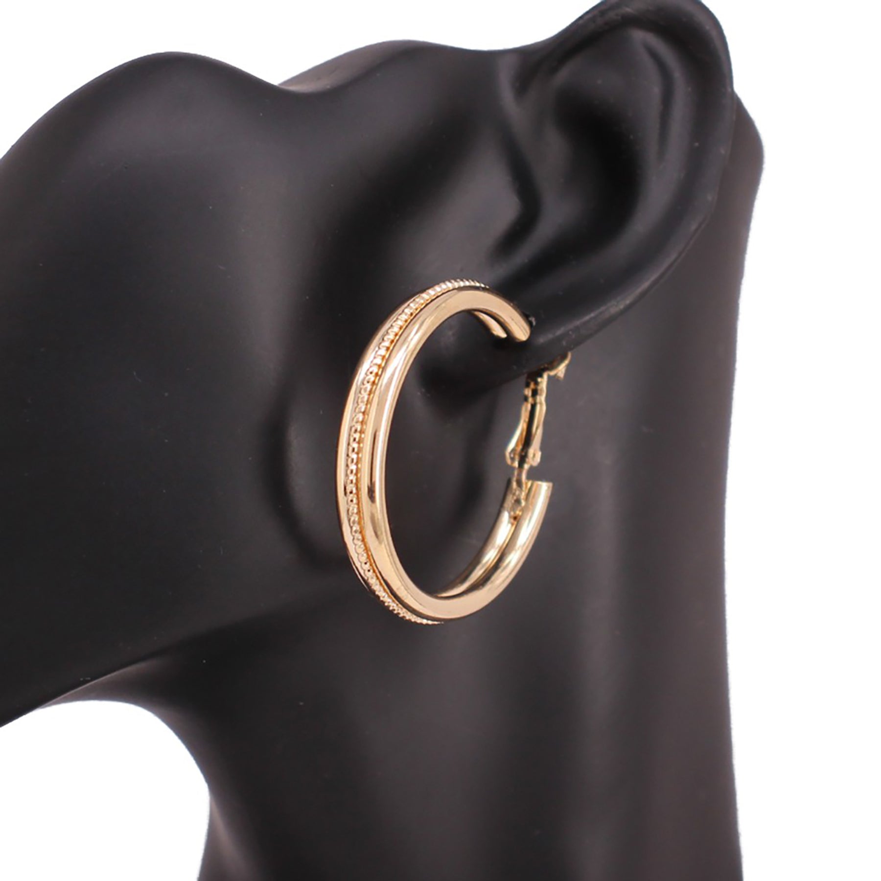 Patterned In The Center Metal Hoop Earrings-1