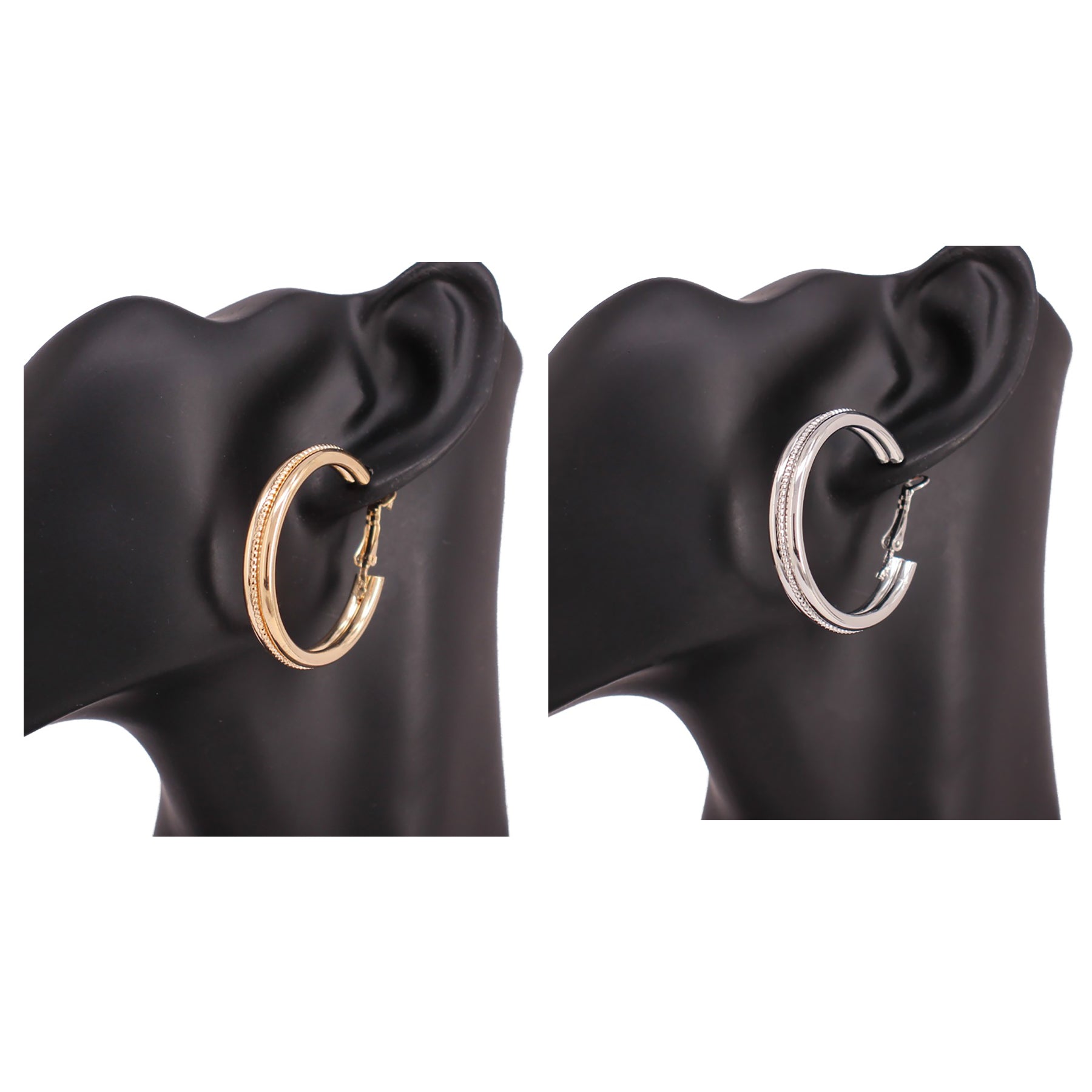 Patterned In The Center Metal Hoop Earrings-0