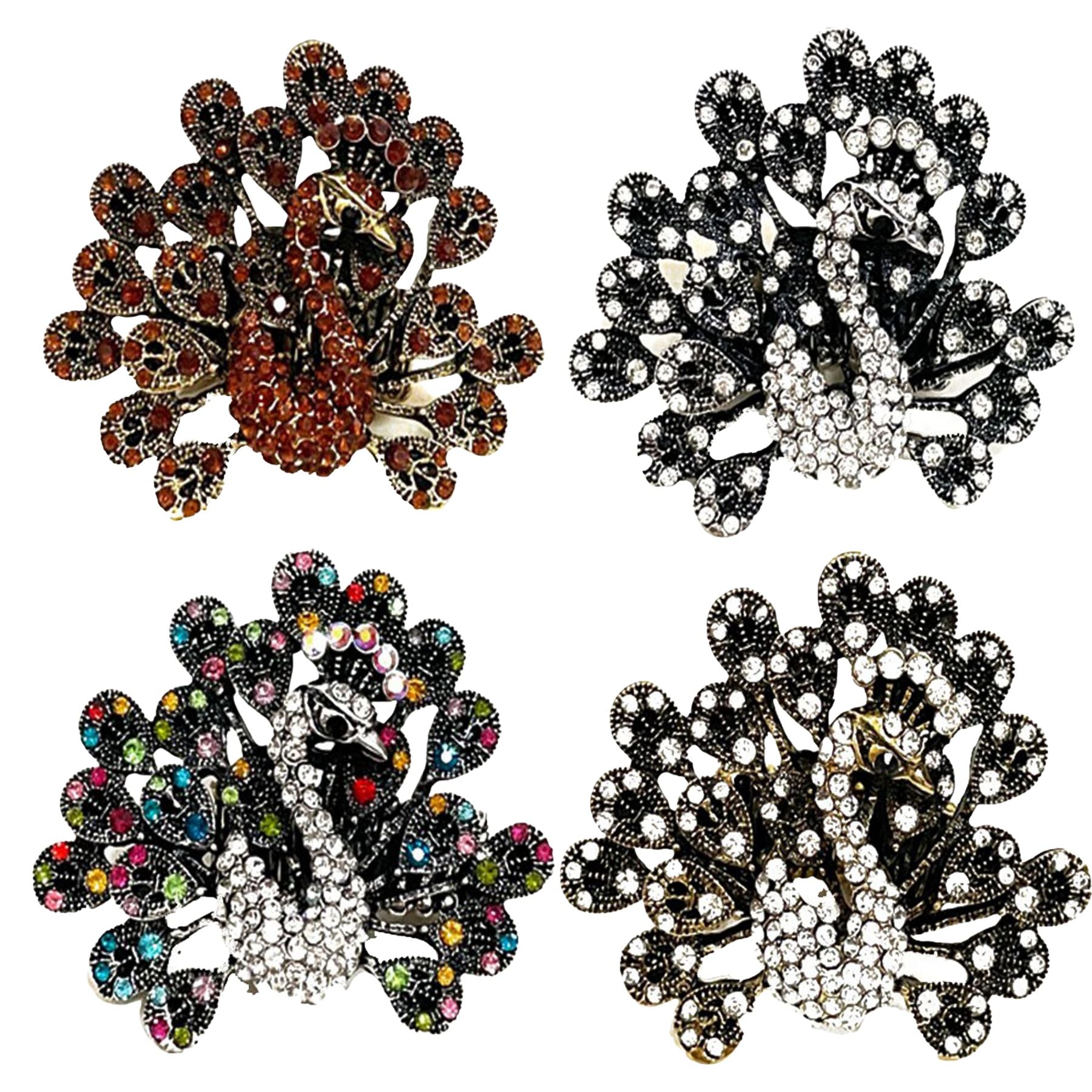 Studded Peacock Metal Rings-0