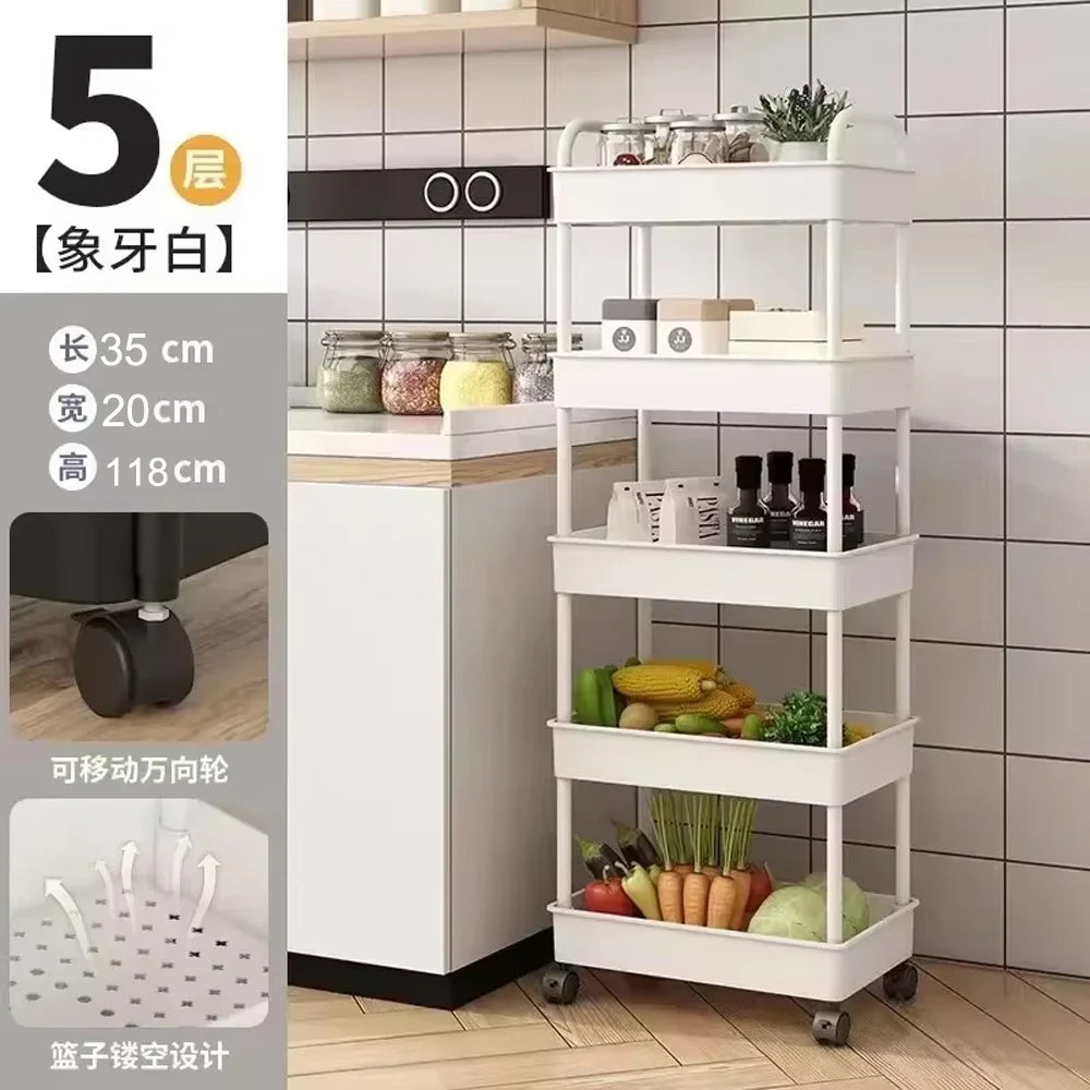 Multi-Layer Trolley Rack Kitchen Floor Bedroom Baby Snacks Mobile Bathroom Bathroom Storage Storage Rack - Kanasu Enterprises