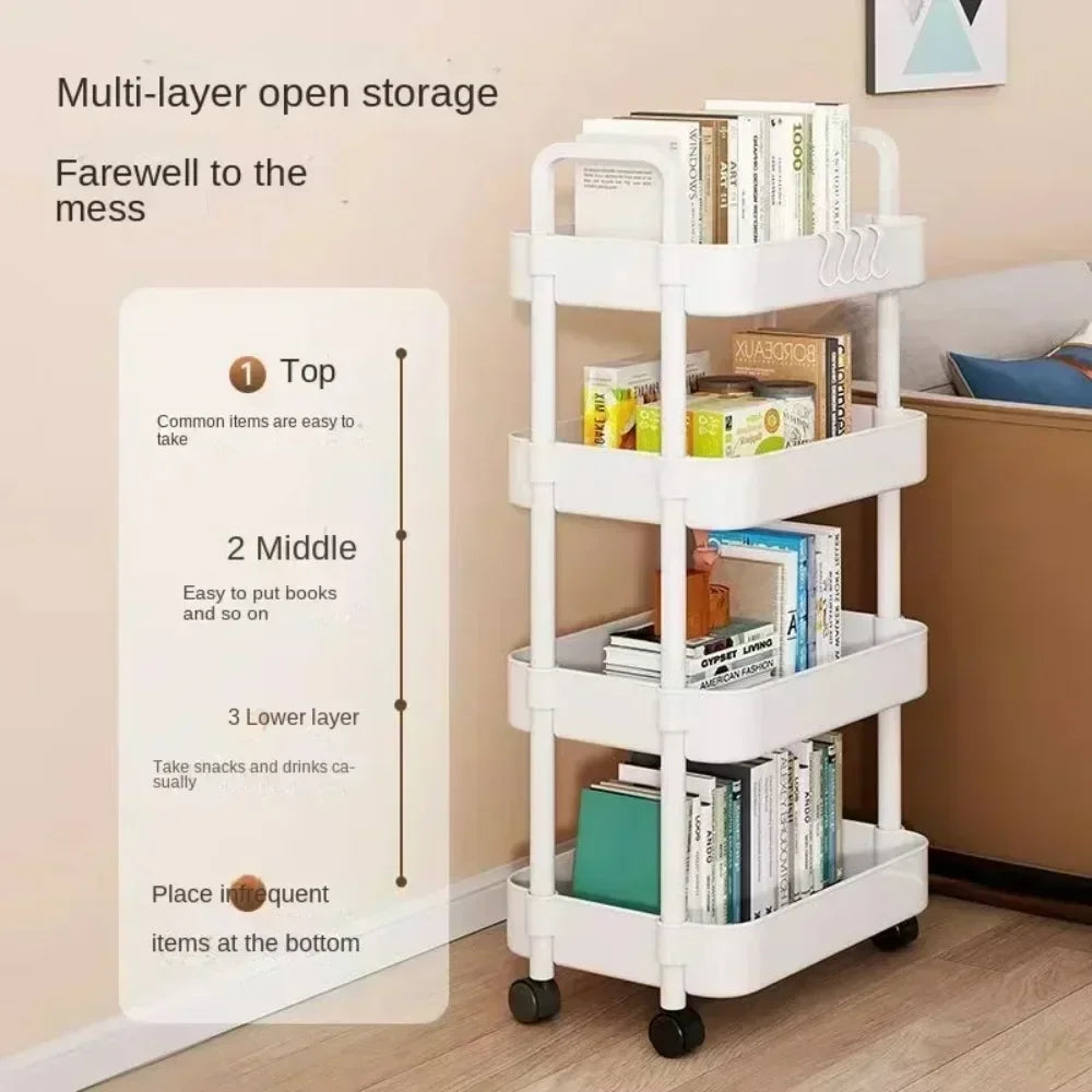 Multi-Layer Trolley Rack Kitchen Floor Bedroom Baby Snacks Mobile Bathroom Bathroom Storage Storage Rack - Kanasu Enterprises