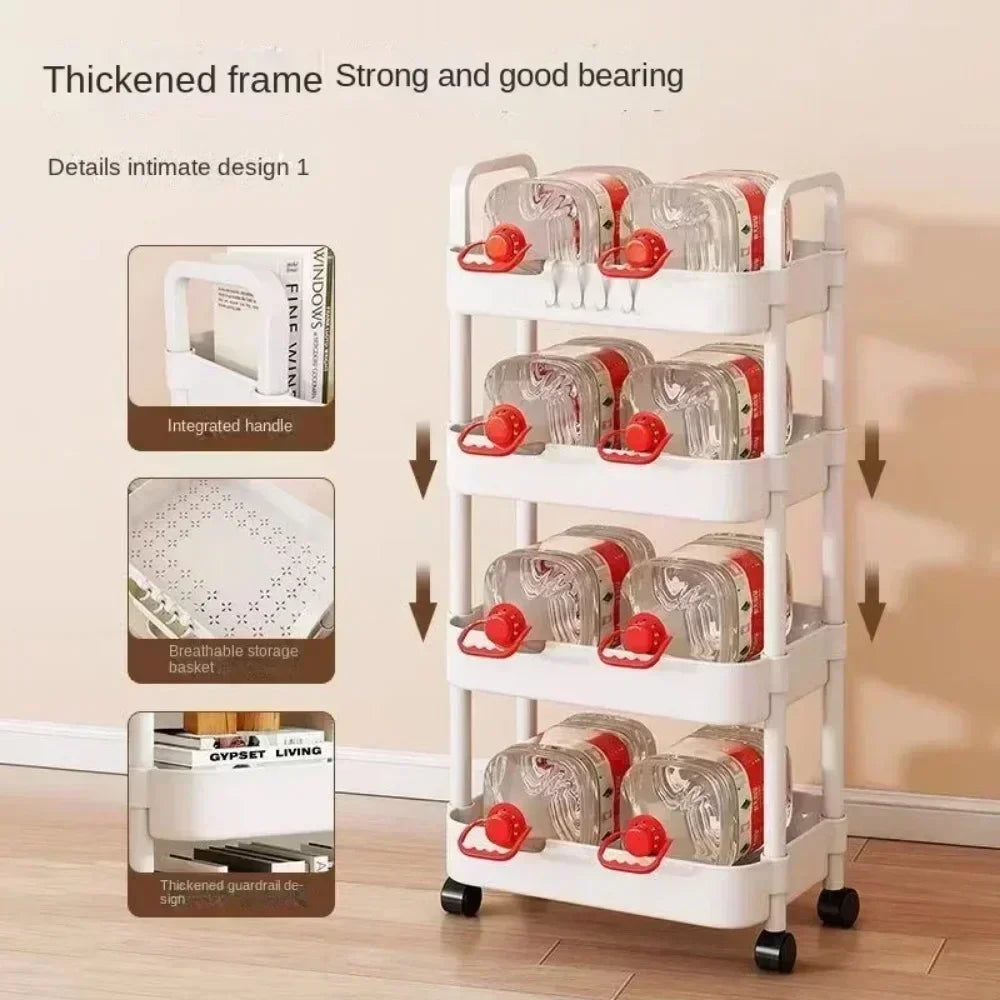 Multi-Layer Trolley Rack Kitchen Floor Bedroom Baby Snacks Mobile Bathroom Bathroom Storage Storage Rack - Kanasu Enterprises
