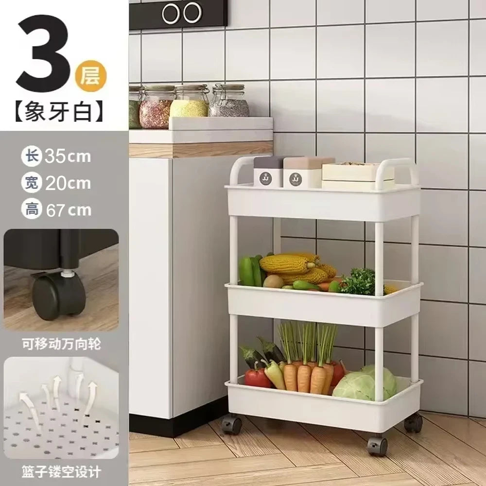 Multi-Layer Trolley Rack Kitchen Floor Bedroom Baby Snacks Mobile Bathroom Bathroom Storage Storage Rack - Kanasu Enterprises