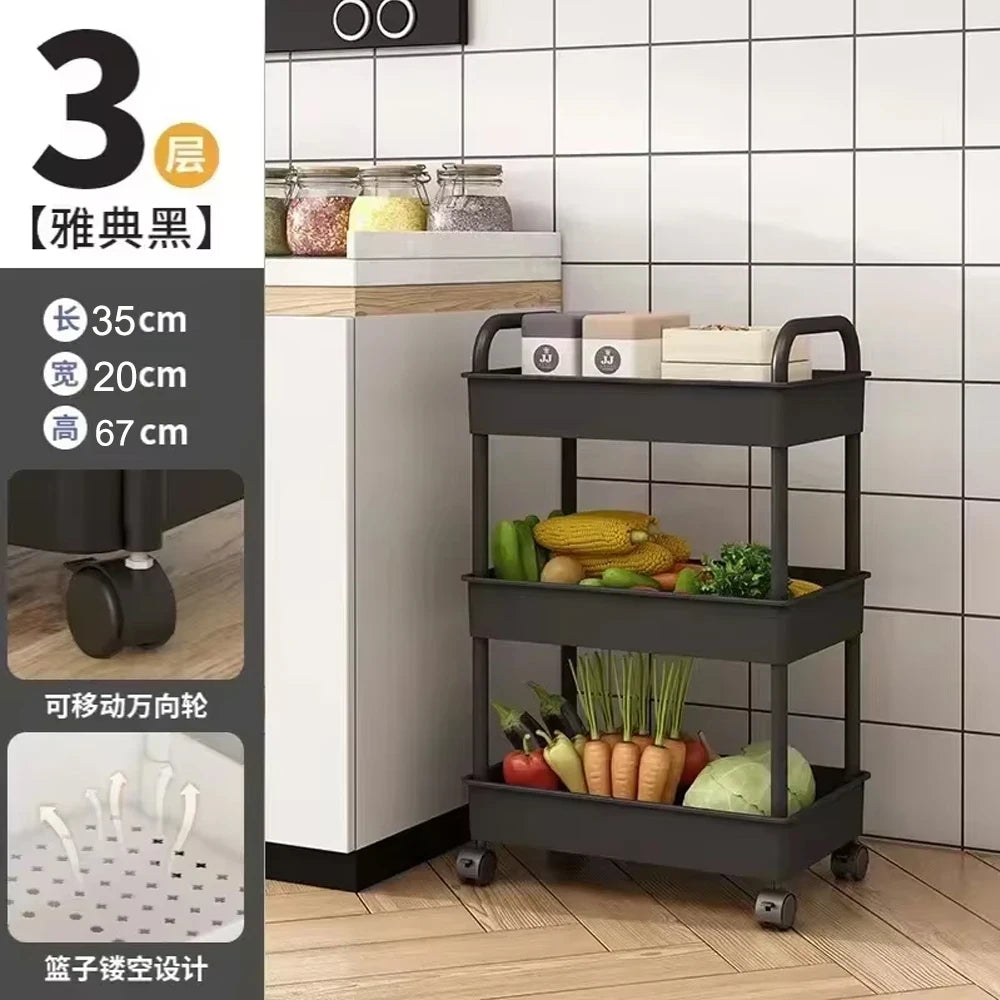 Multi-Layer Trolley Rack Kitchen Floor Bedroom Baby Snacks Mobile Bathroom Bathroom Storage Storage Rack - Kanasu Enterprises