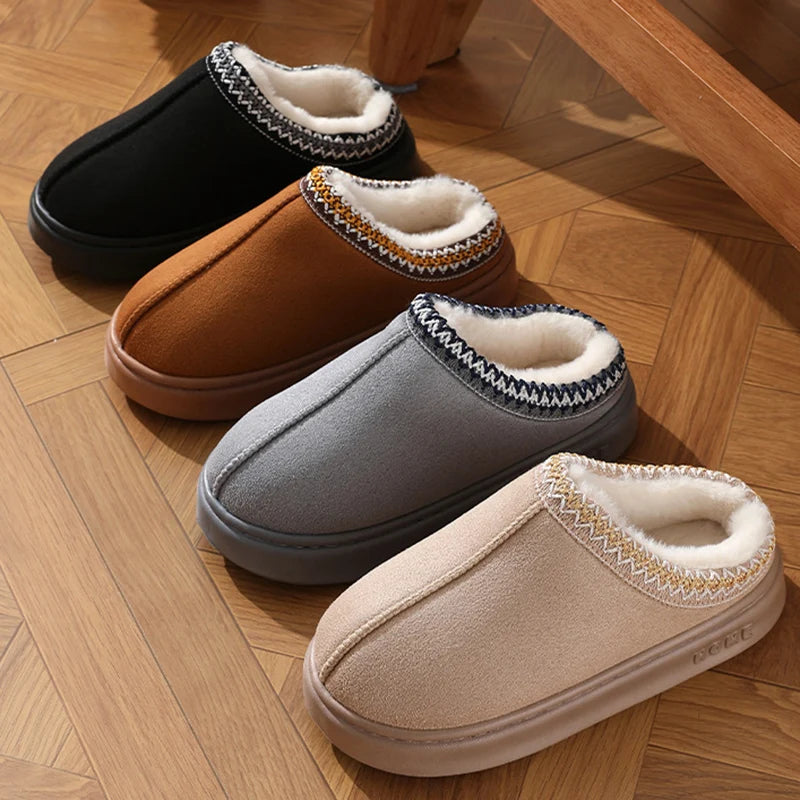 New Fashion Fluffy Platform Slippers for Women 2024 Winter Plush Warm Cotton Shoes Woman Comfort Non Slip Unisex Home Slippers - Kanasu Enterprises