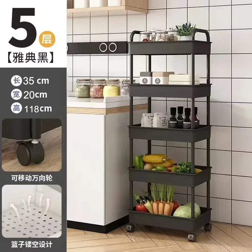 Multi-Layer Trolley Rack Kitchen Floor Bedroom Baby Snacks Mobile Bathroom Bathroom Storage Storage Rack - Kanasu Enterprises