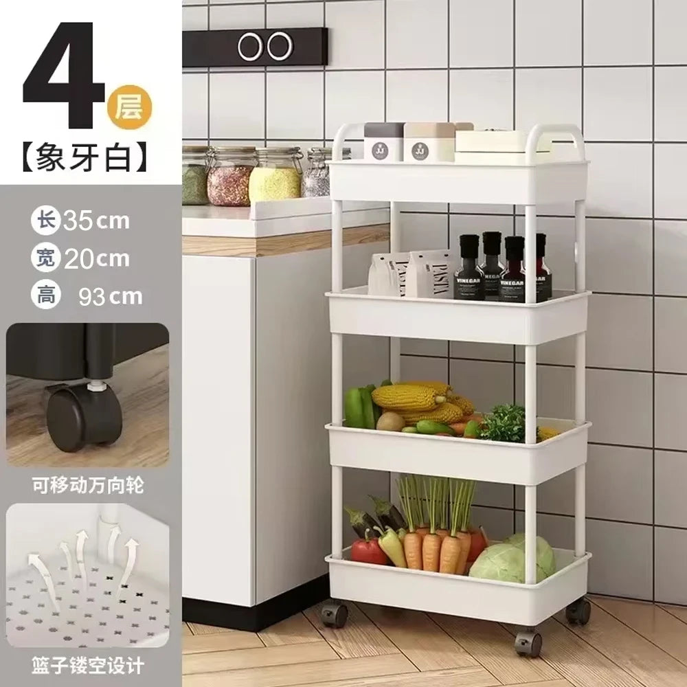 Multi-Layer Trolley Rack Kitchen Floor Bedroom Baby Snacks Mobile Bathroom Bathroom Storage Storage Rack - Kanasu Enterprises
