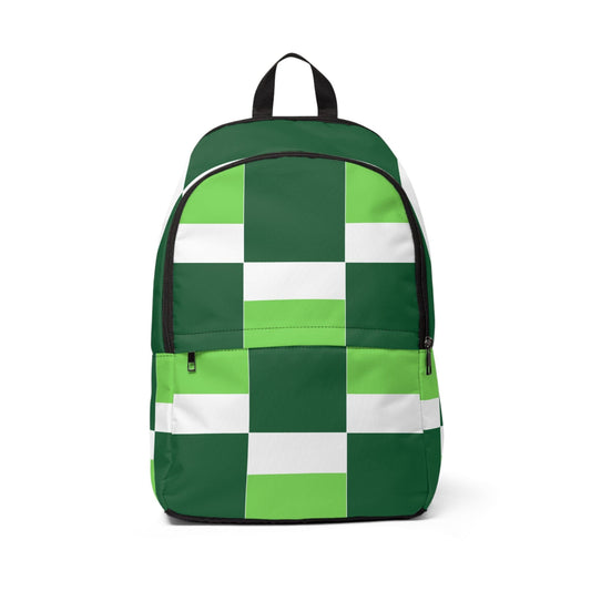 Fashion Backpack Waterproof Green White Colorblock Grid Lines-0